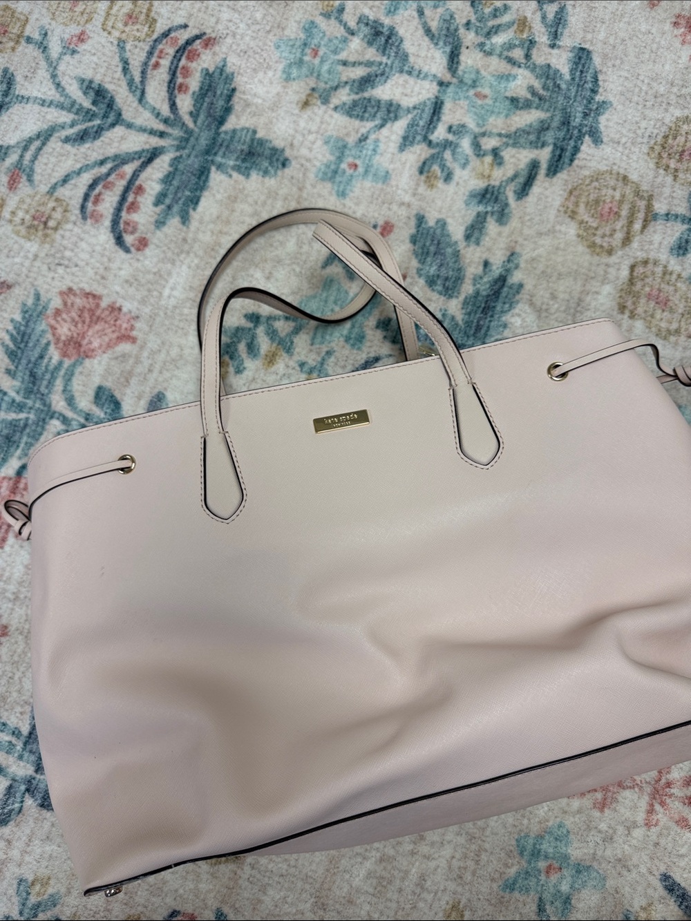 Large kate spade Blush Pink Leather Tote with Gold Hardware